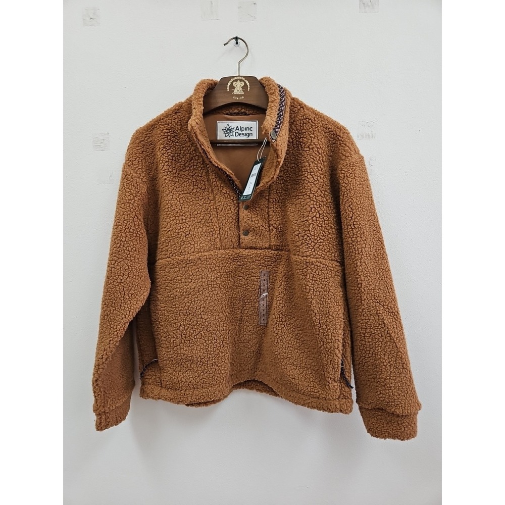 Alpine Design Women's Sherpa 1/4 Snap Pullover Fleece Small Carmel Latte NWT